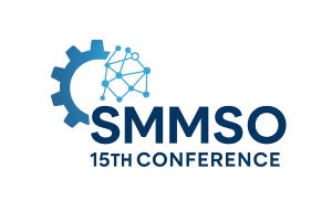 Logo der SMMSO 15th Conference mit Zahnrad-Symbol und Netzwerk-Icon.